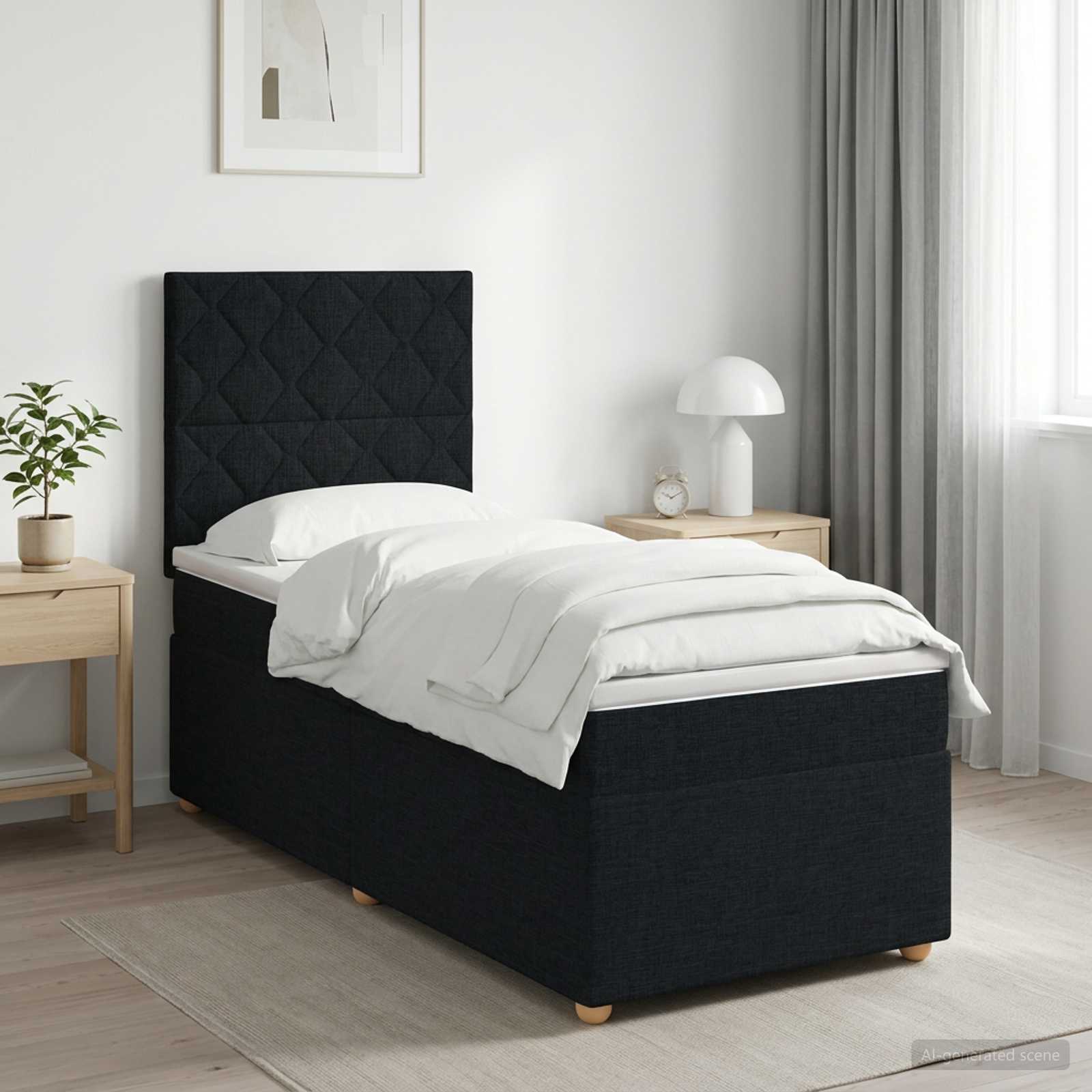 Boxspringbed met matras met hoofdeinde Zwart 80 x 200 cm Stof