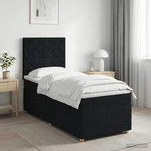 Boxspringbed met matras met hoofdeinde Zwart 90 x 200 cm Stof