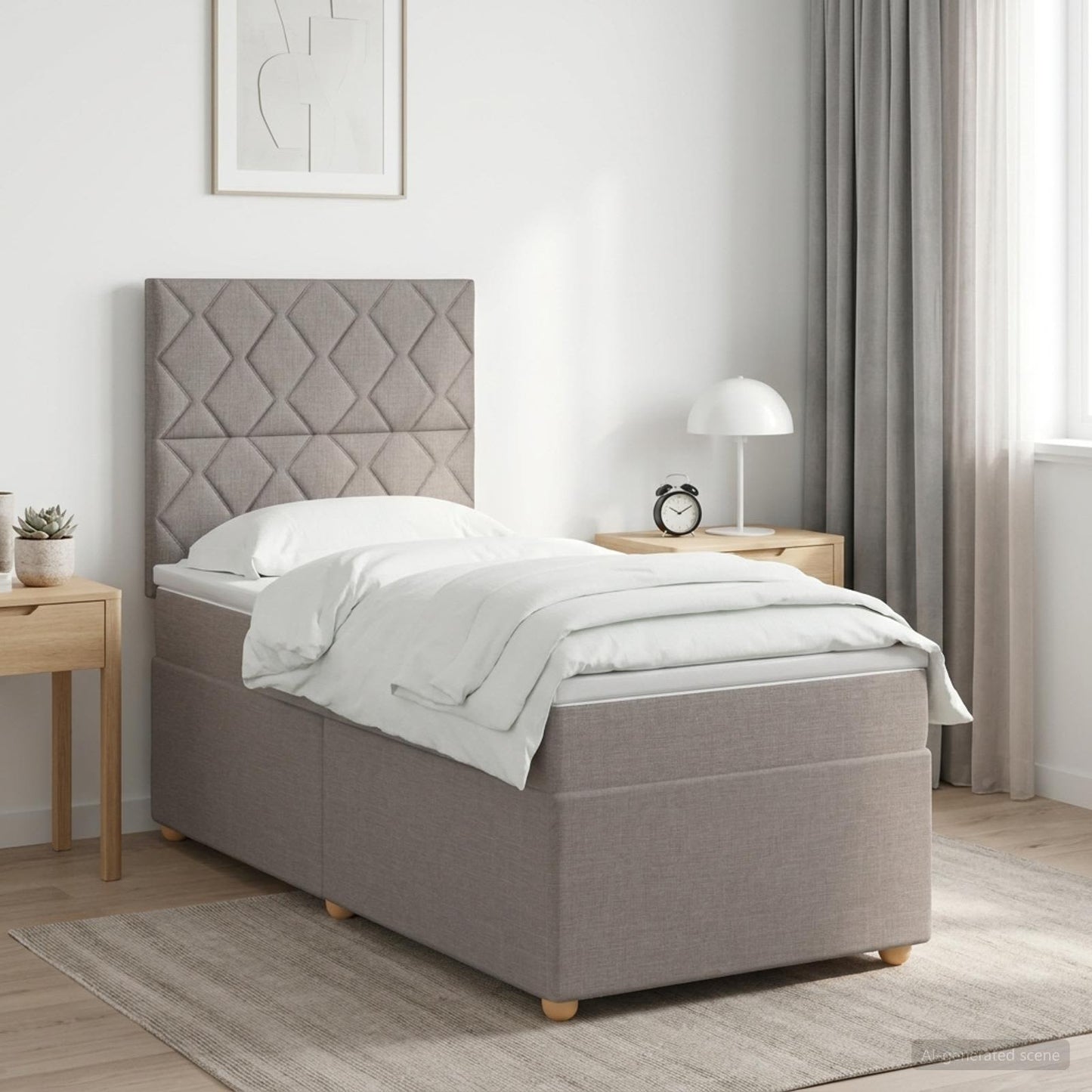 Boxspringbed met matras met hoofdeinde Taupe 90 x 190 cm Stof