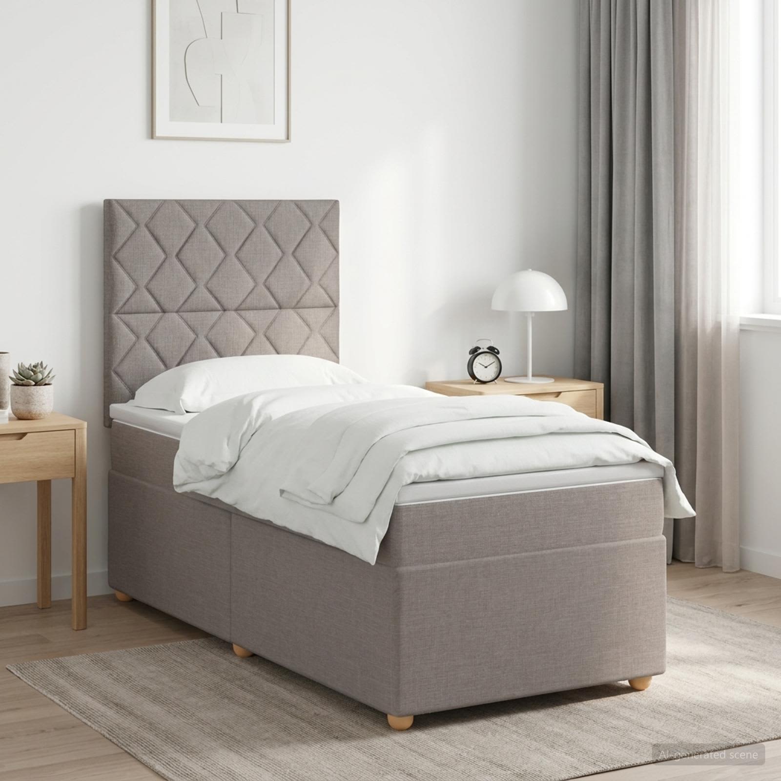 Boxspringbed met matras met hoofdeinde Taupe 90 x 190 cm Stof