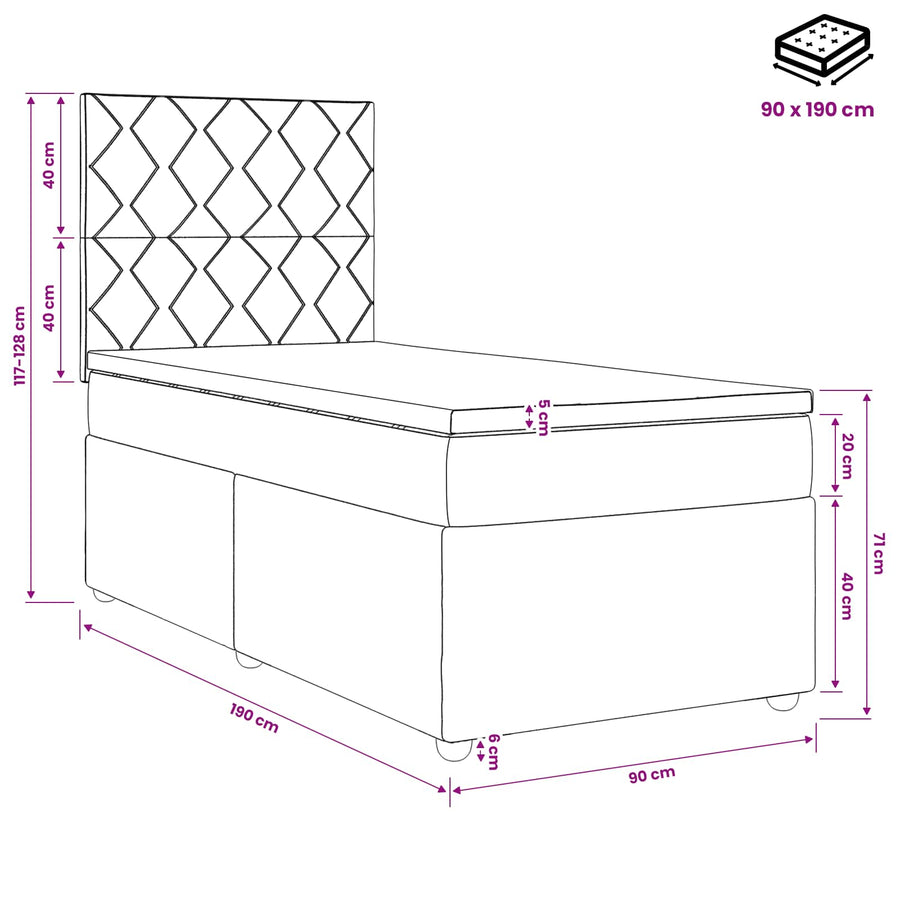 Boxspringbed met matras met hoofdeinde Taupe 90 x 190 cm Stof