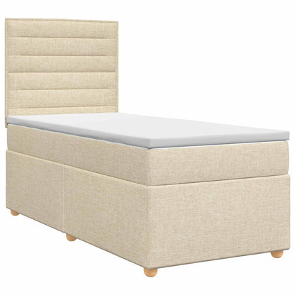 Boxspringbed met matras Crèmekleurig 90 x 200 cm Stof
