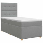 Boxspringbed met matras Lichtgrijs 90 x 200 cm Stof