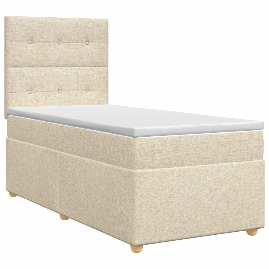 Boxspringbed met matras Crèmekleurig 90 x 200 cm Stof