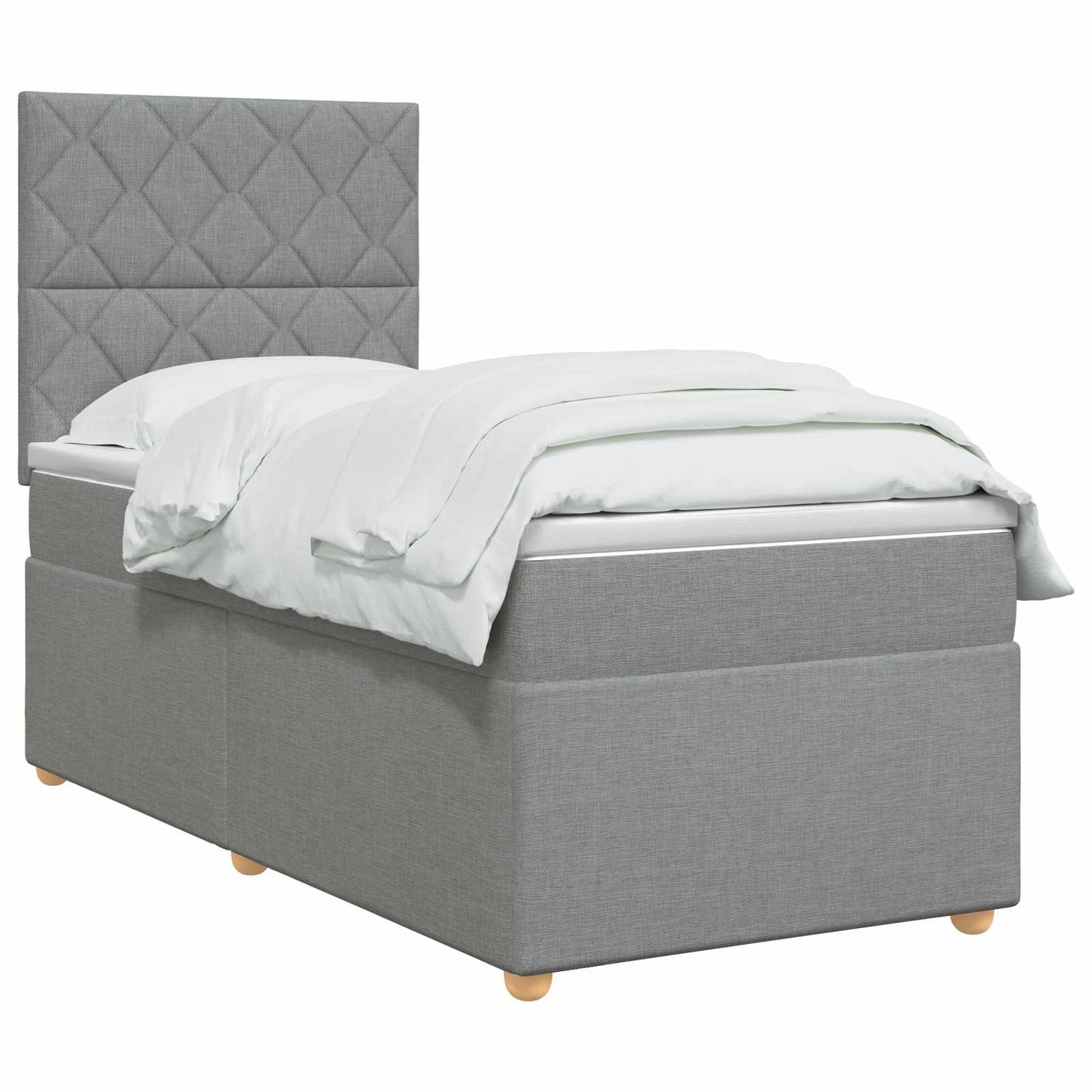 Boxspringbed met matras Lichtgrijs 90 x 200 cm Stof