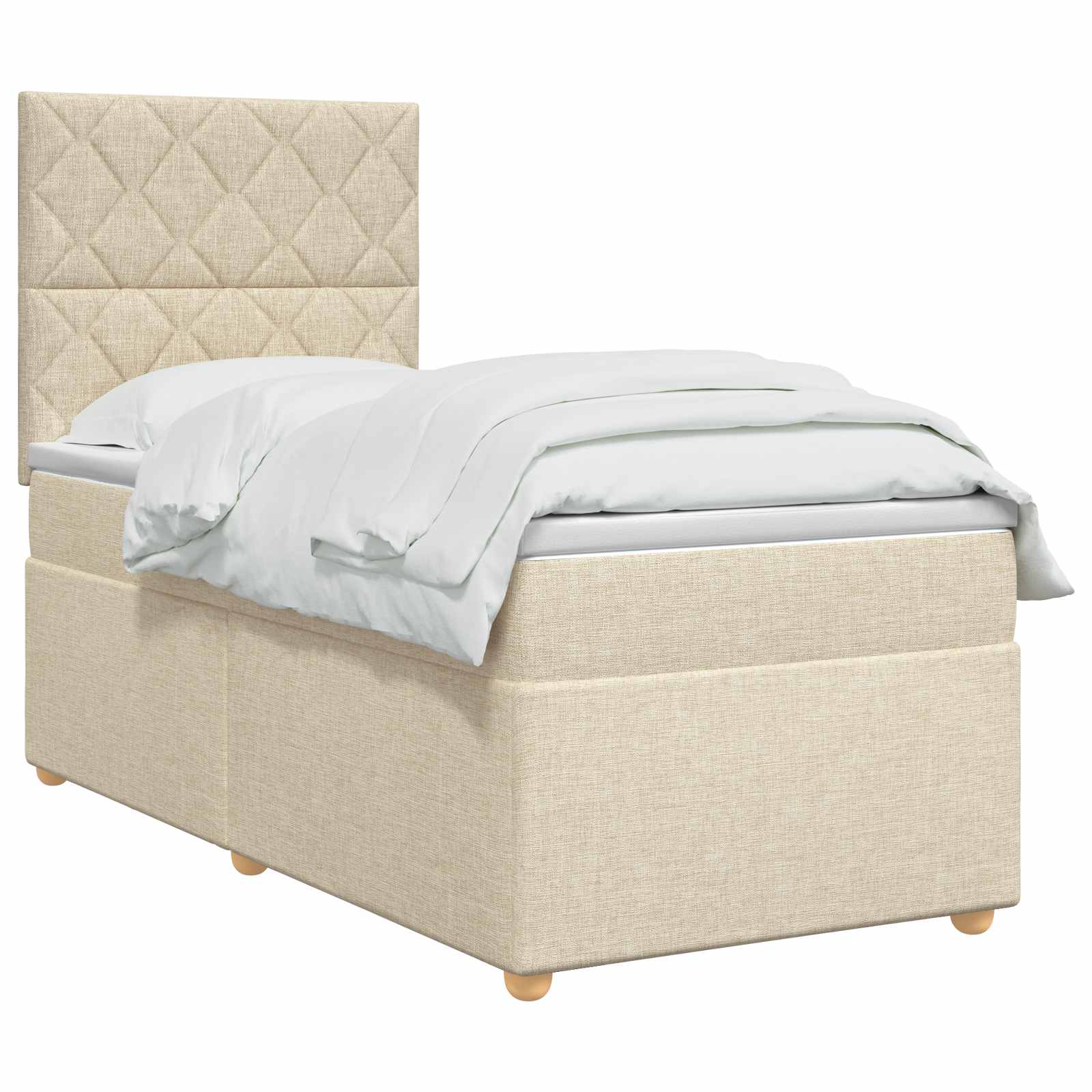 Boxspringbed met matras Crèmekleurig 90 x 200 cm Stof