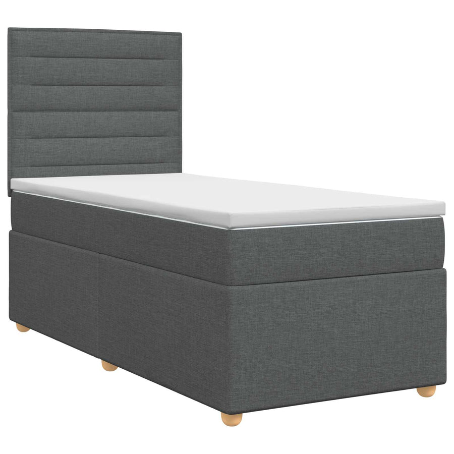 Boxspringbed met matras Donkergrijs 100 x 200 cm Stof