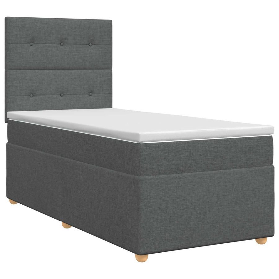 Boxspringbed met matras Donkergrijs 100 x 200 cm Stof