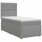 Boxspringbed met matras Lichtgrijs 100 x 200 cm Stof