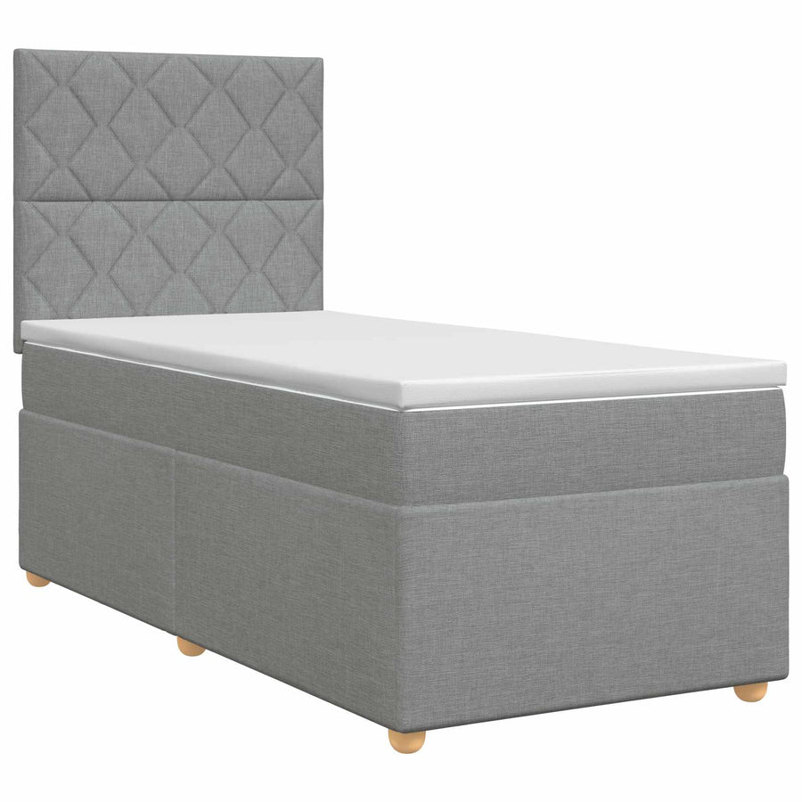 Boxspringbed met matras Lichtgrijs 100 x 200 cm Stof