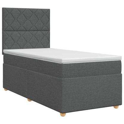 Boxspringbed met matras Donkergrijs 100 x 200 cm Stof
