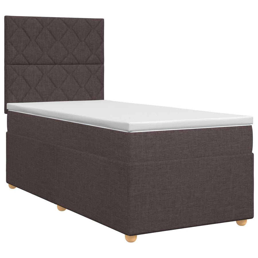 Boxspringbed met matras Donkerbruin 100 x 200 cm Stof