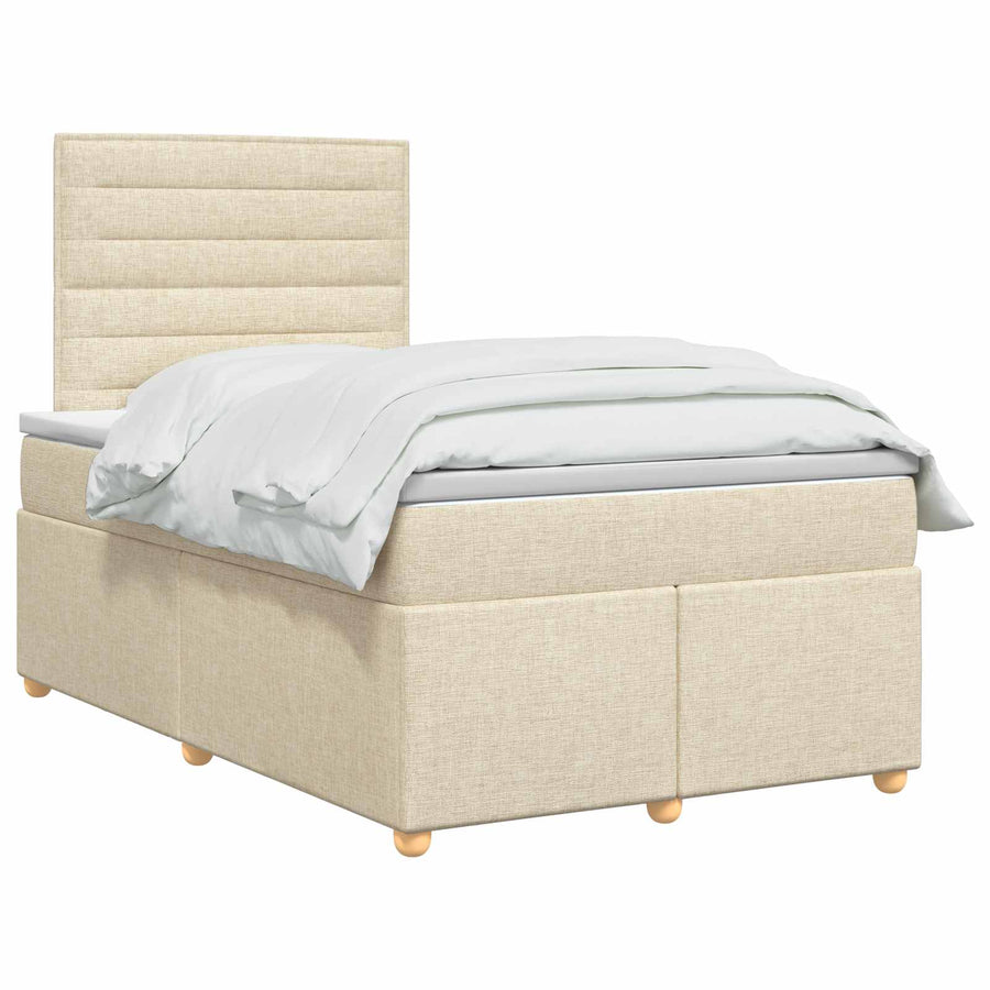 Boxspringbed met matras Crèmekleurig 120 x 190 cm Stof