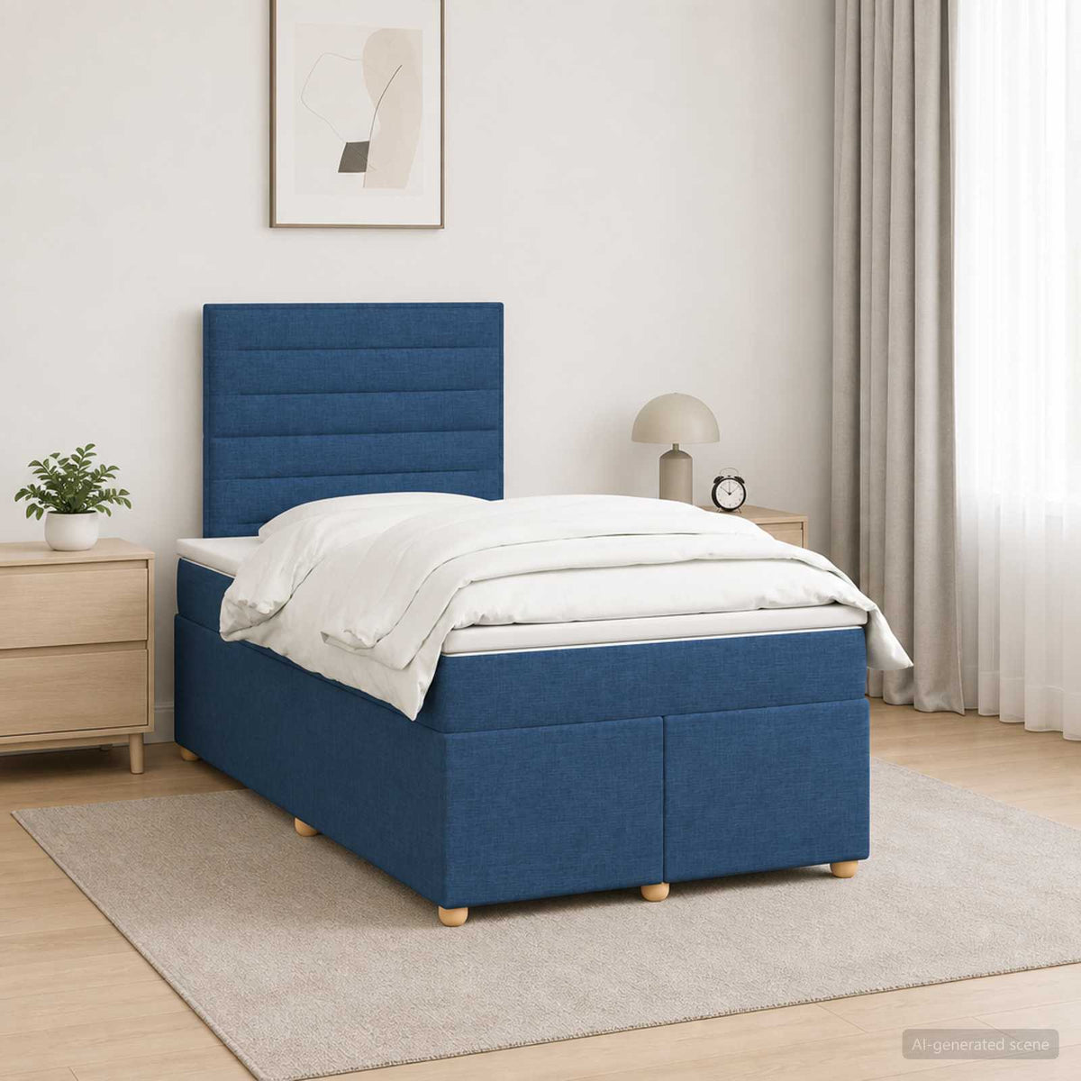 Boxspringbed met matras met hoofdeinde Blauw 120 x 200 cm Stof