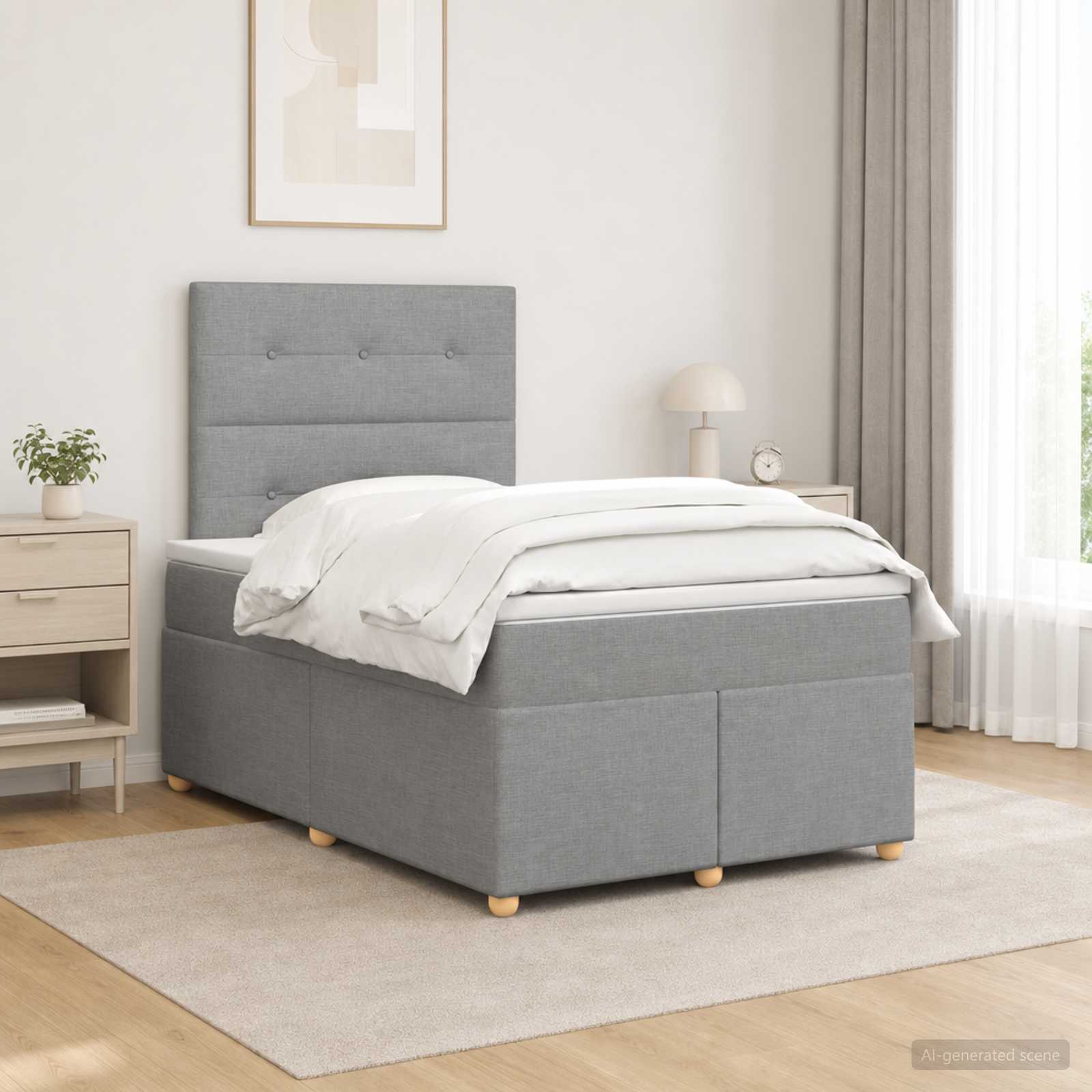 Boxspringbed met matras Lichtgrijs 120 x 190 cm Stof