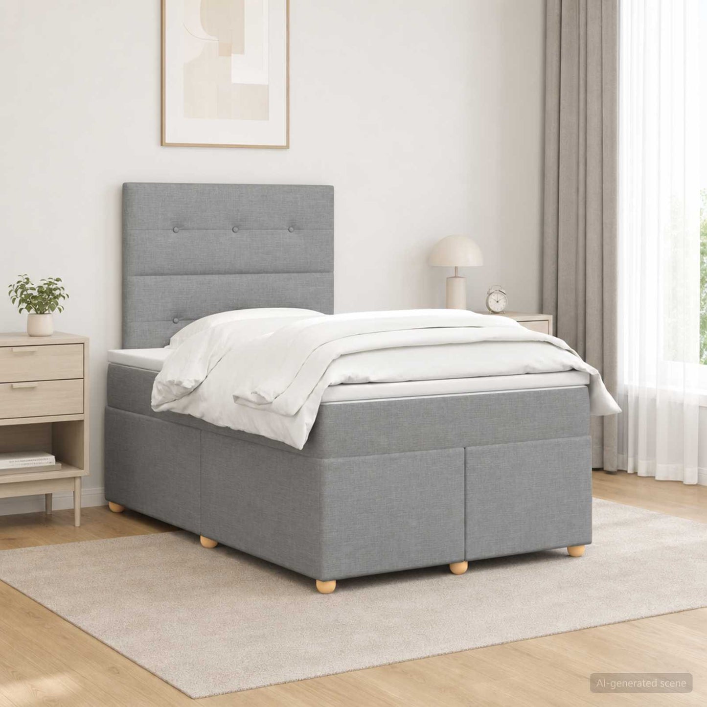 Boxspringbed met matras Lichtgrijs 120 x 200 cm Stof