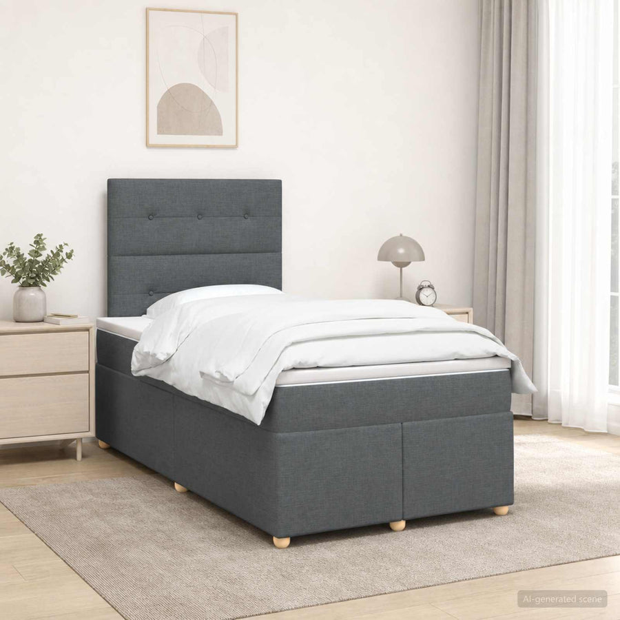 Boxspringbed met matras Donkergrijs 120 x 190 cm Stof