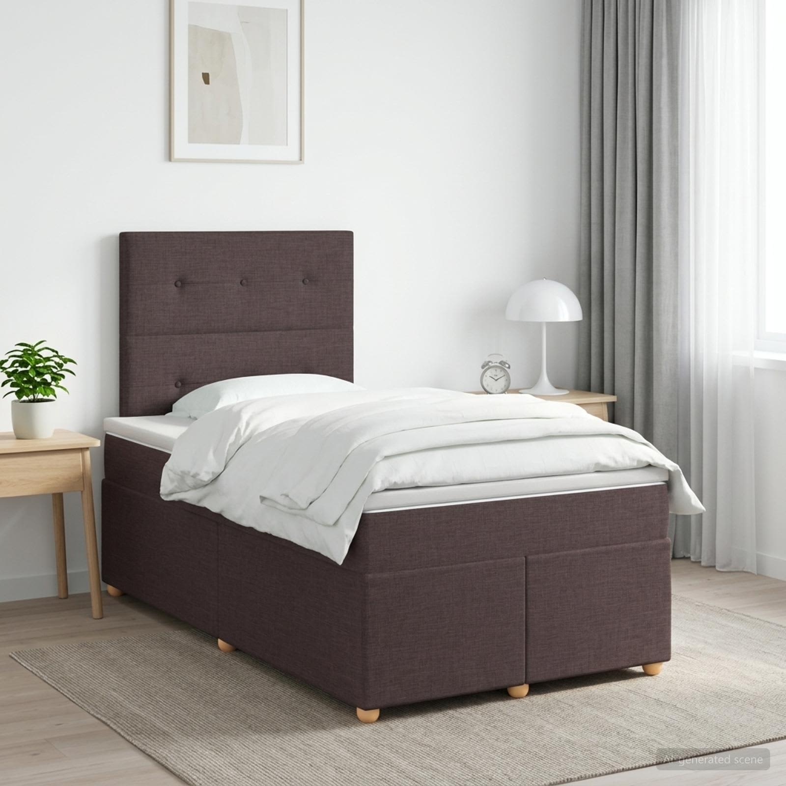 Boxspringbed met matras Donkerbruin 120 x 200 cm Stof
