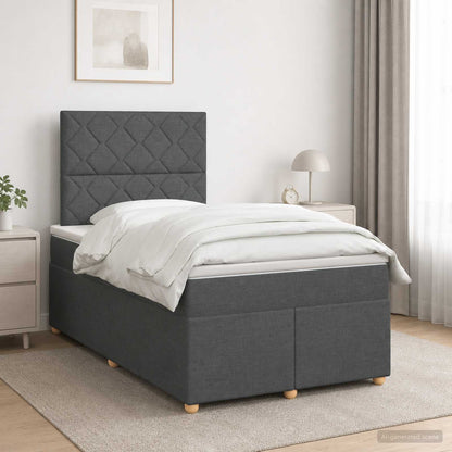 Boxspringbed met matras Donkergrijs 120 x 190 cm Stof