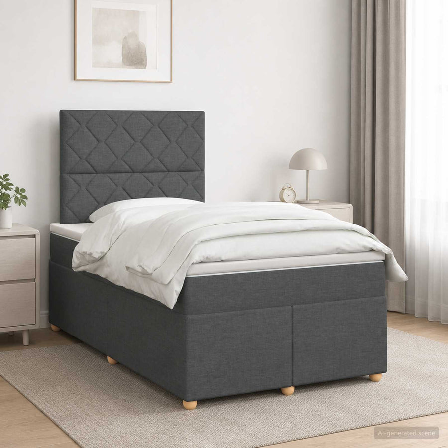 Boxspringbed met matras Donkergrijs 120 x 190 cm Stof