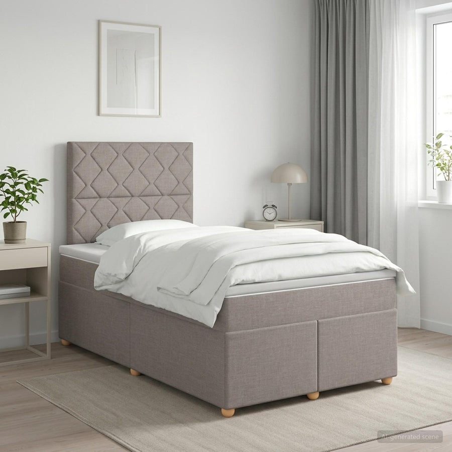 Boxspringbed met matras met hoofdeinde Taupe 120 x 200 cm Stof