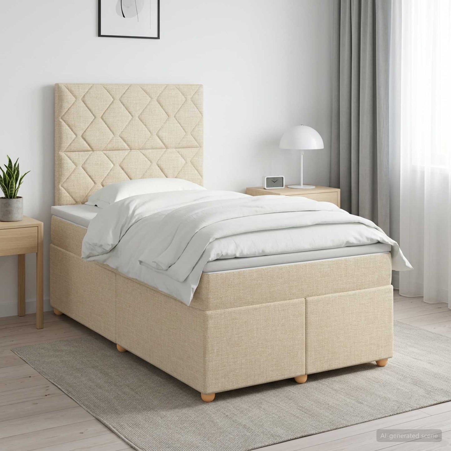 Boxspringbed met matras Crèmekleurig 120 x 190 cm Stof