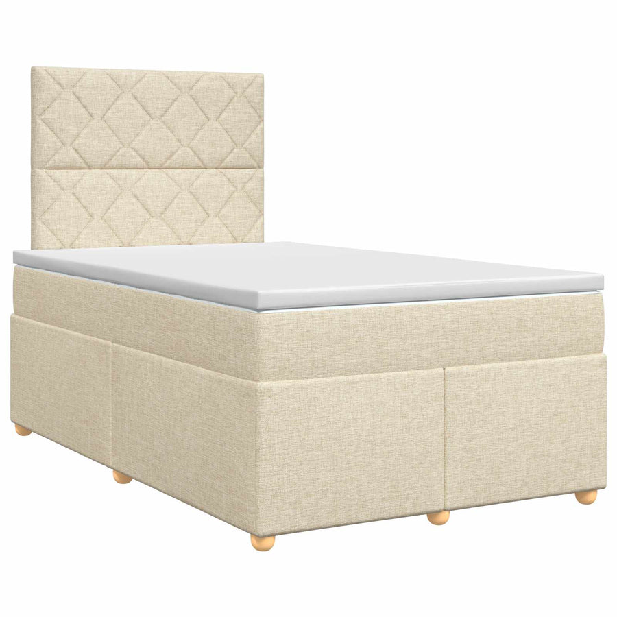 Boxspringbed met matras Crèmekleurig 120 x 190 cm Stof