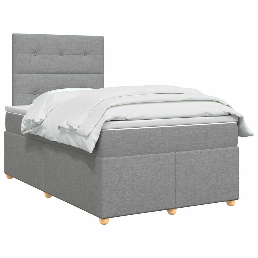 Boxspringbed met matras Lichtgrijs 120 x 200 cm Stof