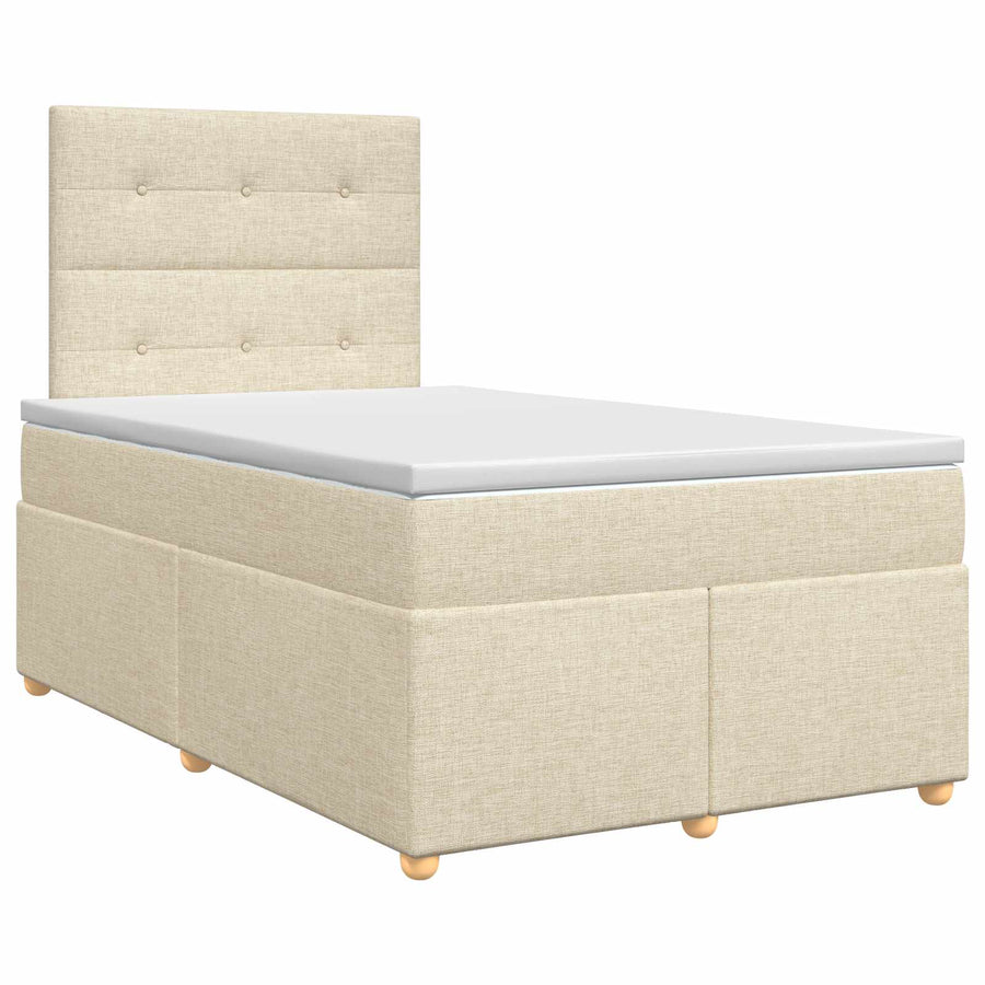 Boxspringbed met matras Crèmekleurig 120 x 200 cm Stof