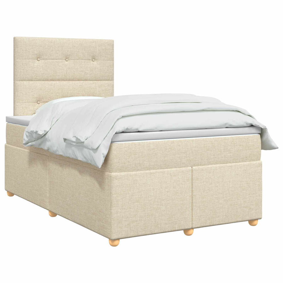 Boxspringbed met matras Crèmekleurig 120 x 200 cm Stof