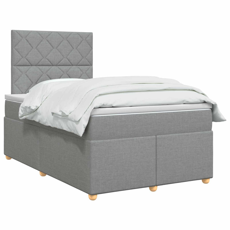 Boxspringbed met matras Lichtgrijs 120 x 200 cm Stof