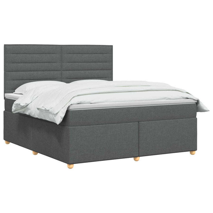 Boxspringbed met matras Donkergrijs 140 x 200 cm Stof