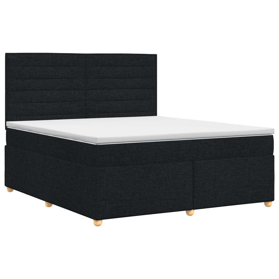 Boxspringbed met matras met hoofdeinde Zwart 140 x 200 cm Stof