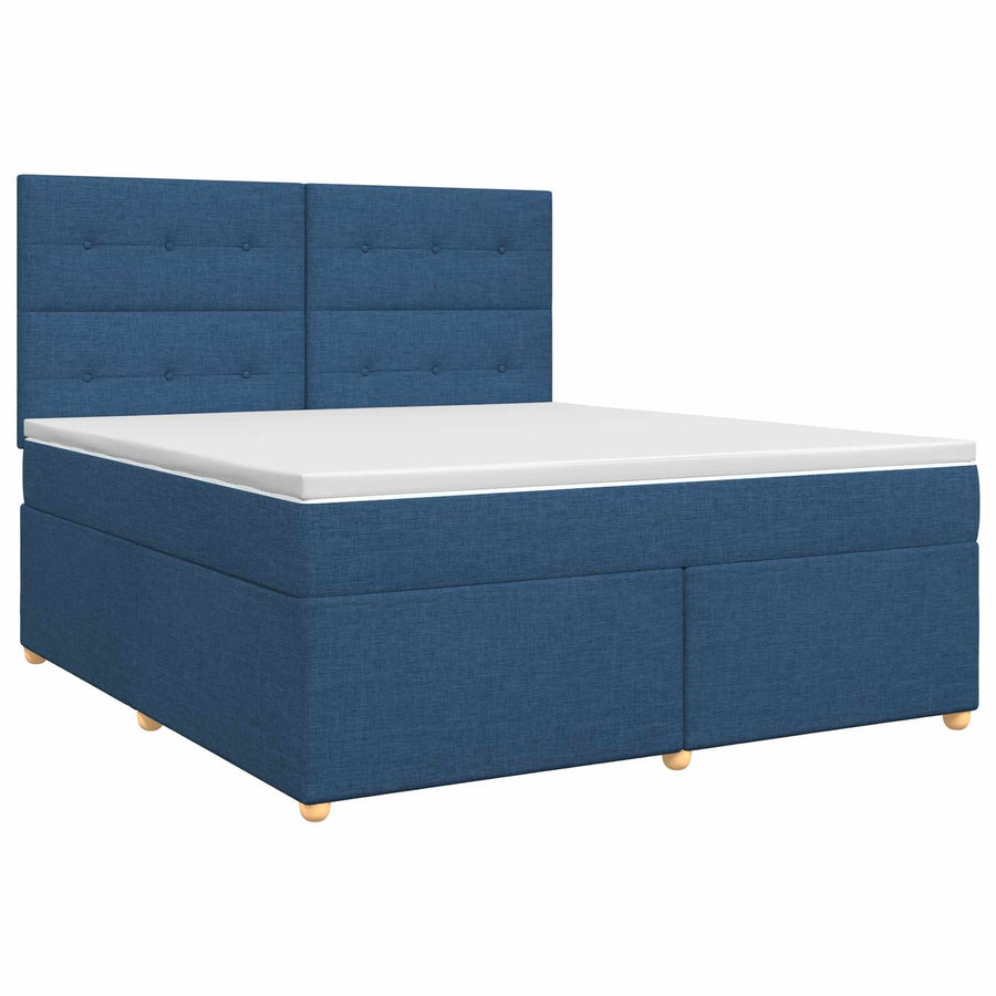 Boxspringbed met matras met hoofdeinde Blauw 140 x 200 cm Stof