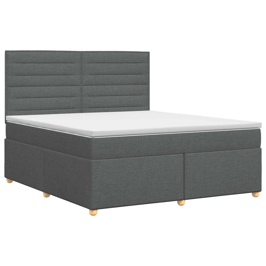 Boxspringbed met matras Donkergrijs 160 x 200 cm Stof