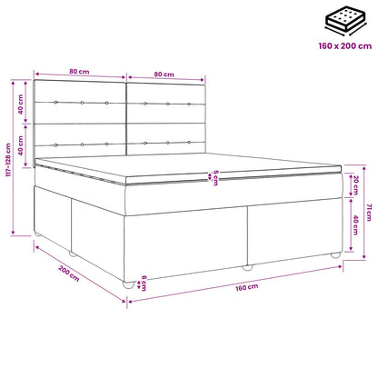 Boxspringbed met matras Crèmekleurig 160 x 200 cm Stof