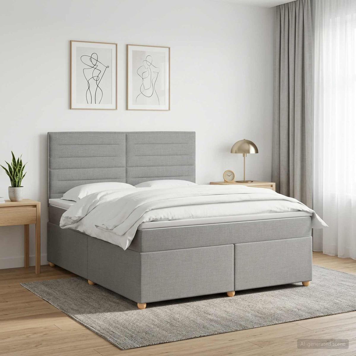 Boxspringbed met matras Lichtgrijs 180 x 200 cm Stof