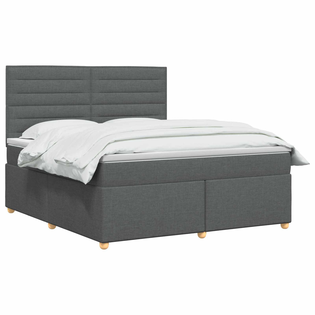 Boxspringbed met matras Donkergrijs 180 x 200 cm Stof