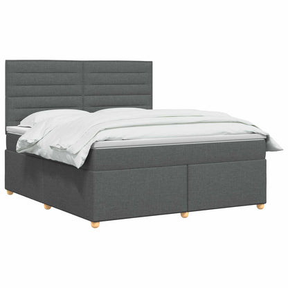 Boxspringbed met matras Donkergrijs 180 x 200 cm Stof
