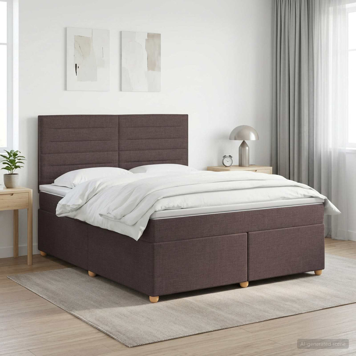 Boxspringbed met matras Donkerbruin 140 x 190 cm Stof