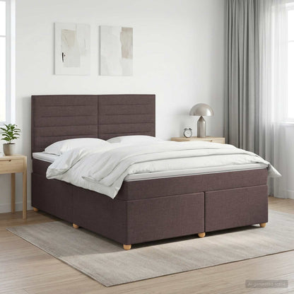 Boxspringbed met matras Donkerbruin 140 x 190 cm Stof