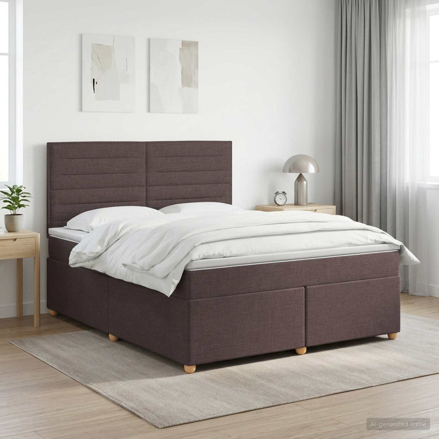 Boxspringbed met matras Donkerbruin 140 x 190 cm Stof