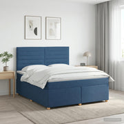 Boxspringbed 160x200 cm blauw met matras hoofdeinde