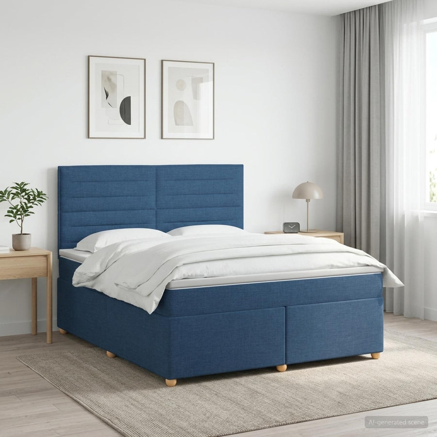 Boxspringbed met matras met hoofdeinde Blauw 160 x 200 cm Stof