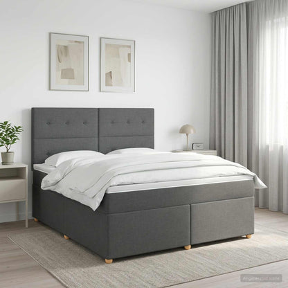 Boxspringbed met matras Donkergrijs 180 x 200 cm Stof