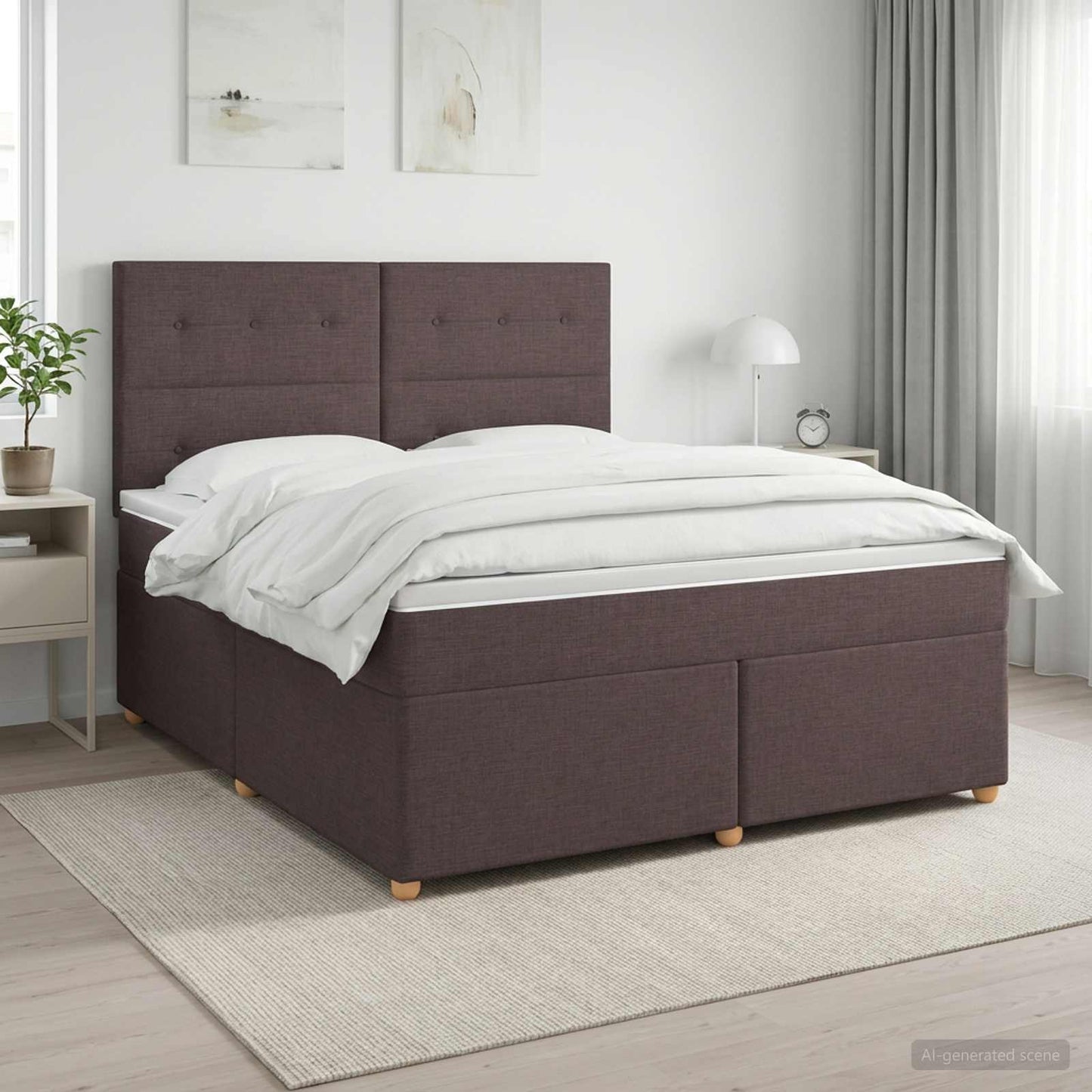 Boxspringbed met matras Donkerbruin 180 x 200 cm Stof