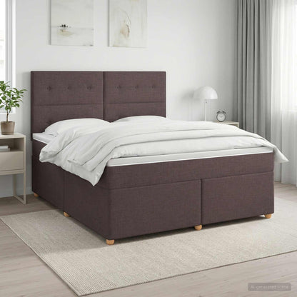 Boxspringbed met matras Donkerbruin 180 x 200 cm Stof