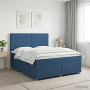 Boxspringbed 180x200 cm blauw met matras en hoofdeinde