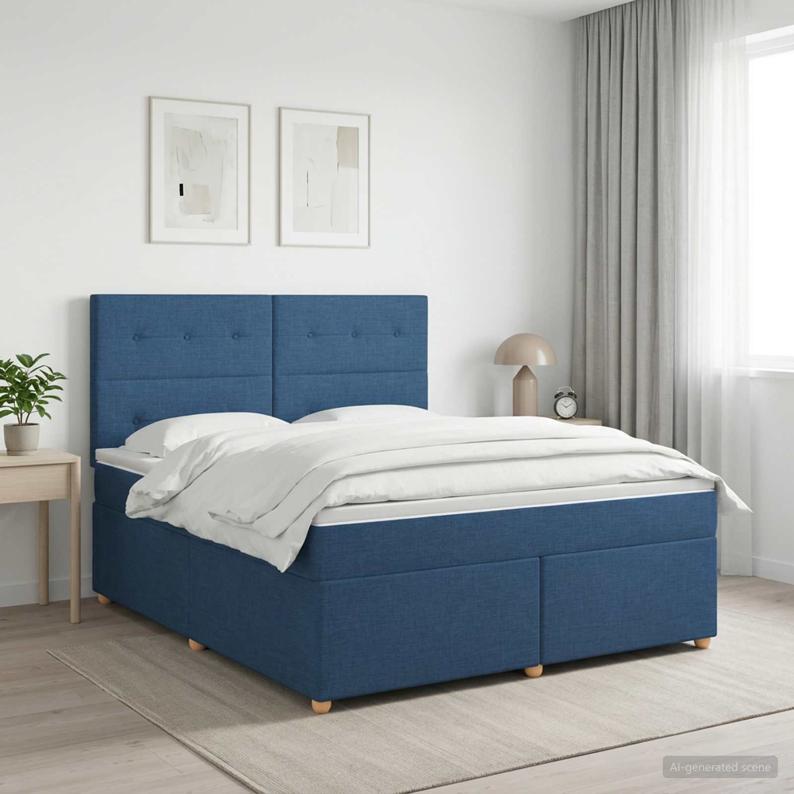 Boxspringbed met matras met hoofdeinde Blauw 180 x 200 cm Stof