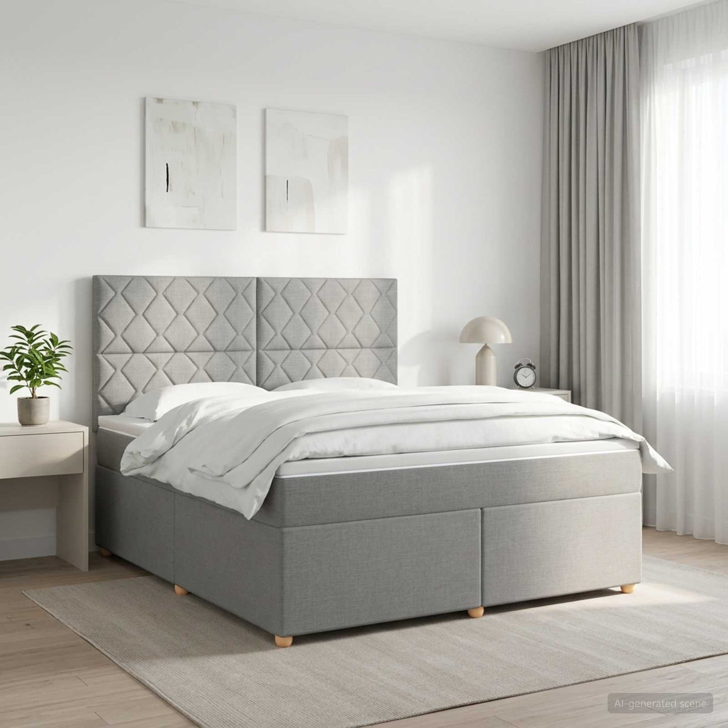 Boxspringbed met matras Lichtgrijs 140 x 190 cm Stof